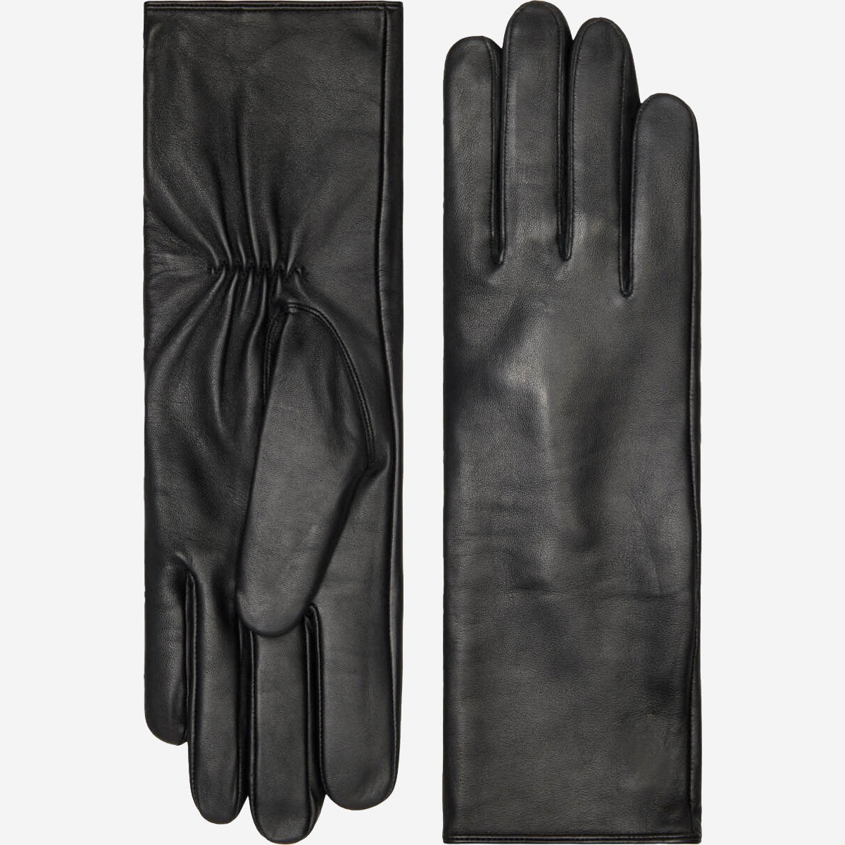 Skylar (black) – Extra-long sheepskin leather gloves with wool/cashmere lining & touchscreen capability — photo 1 of 10