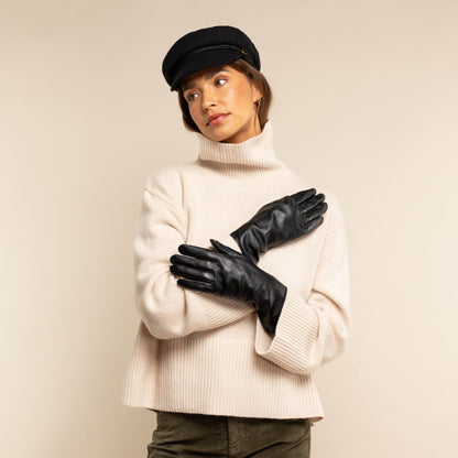 Skylar (black) – Extra-long sheepskin leather gloves with wool/cashmere lining & touchscreen capability — photo 5 of 10