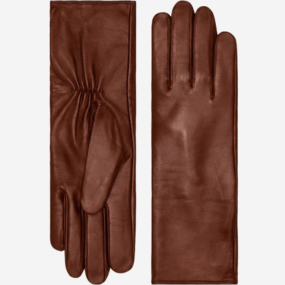 Skylar (brown) – Extra-long sheepskin leather gloves with wool/cashmere lining & touchscreen capability — photo 1 of 10