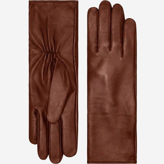 Skylar (brown) – Extra-long sheepskin leather gloves with wool/cashmere lining & touchscreen capability — photo 1 of 10
