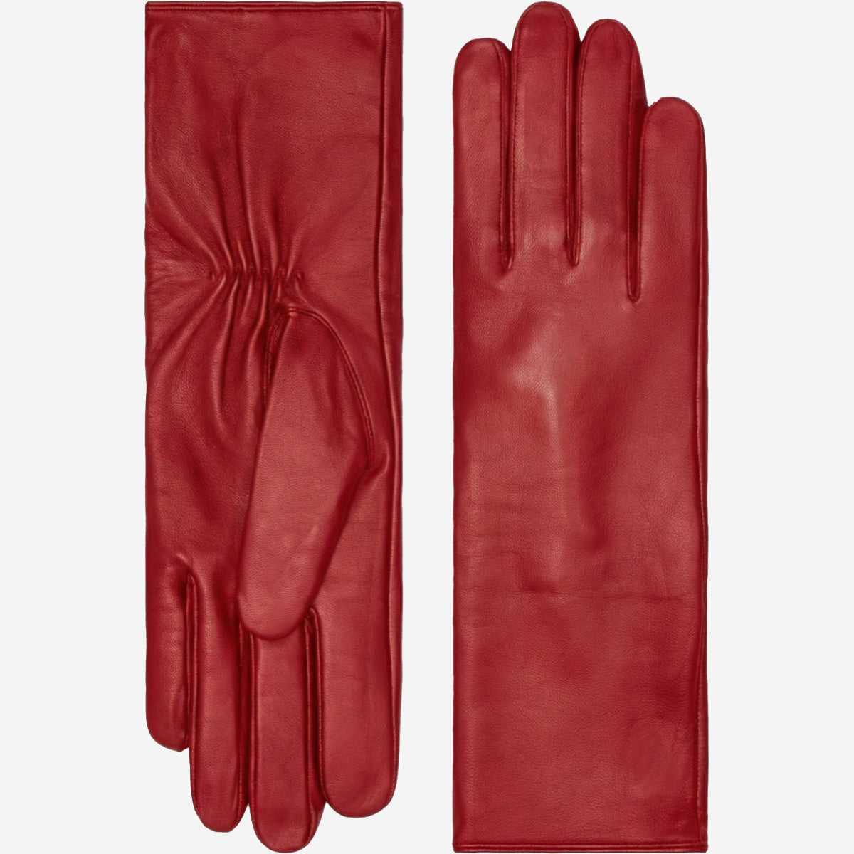 Skylar (red) – Extra-long sheepskin leather gloves with wool/cashmere lining & touchscreen capability — photo 1 of 10