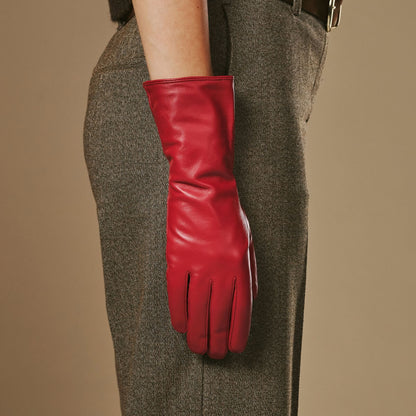 Skylar (red) – Extra-long sheepskin leather gloves with wool/cashmere lining & touchscreen capability — photo 5 of 10