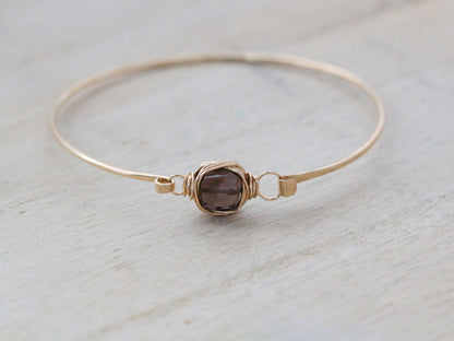 Smoky Quartz  Bezel Wrapped Bangle