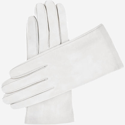 Sofia (white) - Italian lambskin leather gloves with silk lining — photo 2 of 10