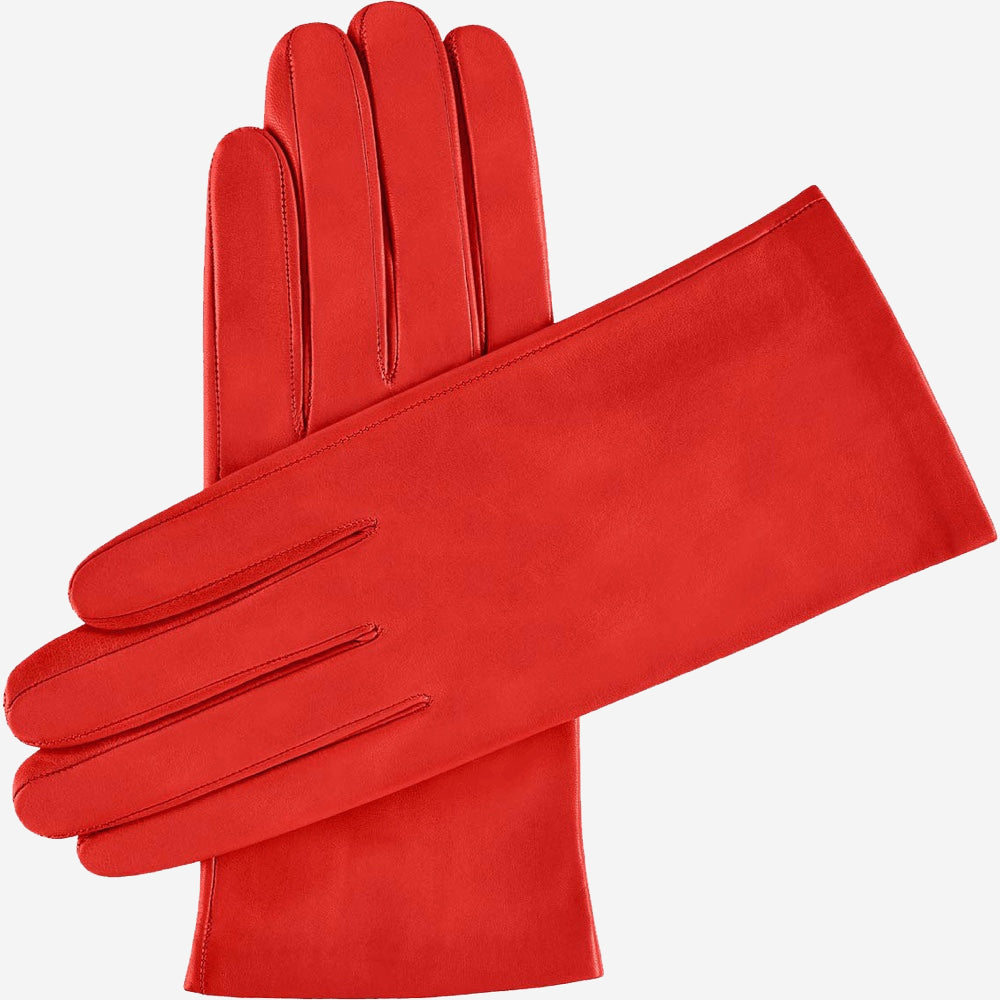 Sofia (red) - Italian lambskin leather gloves with silk lining — photo 1 of 10