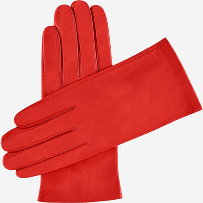 Sofia (red) - Italian lambskin leather gloves with silk lining — photo 1 of 10