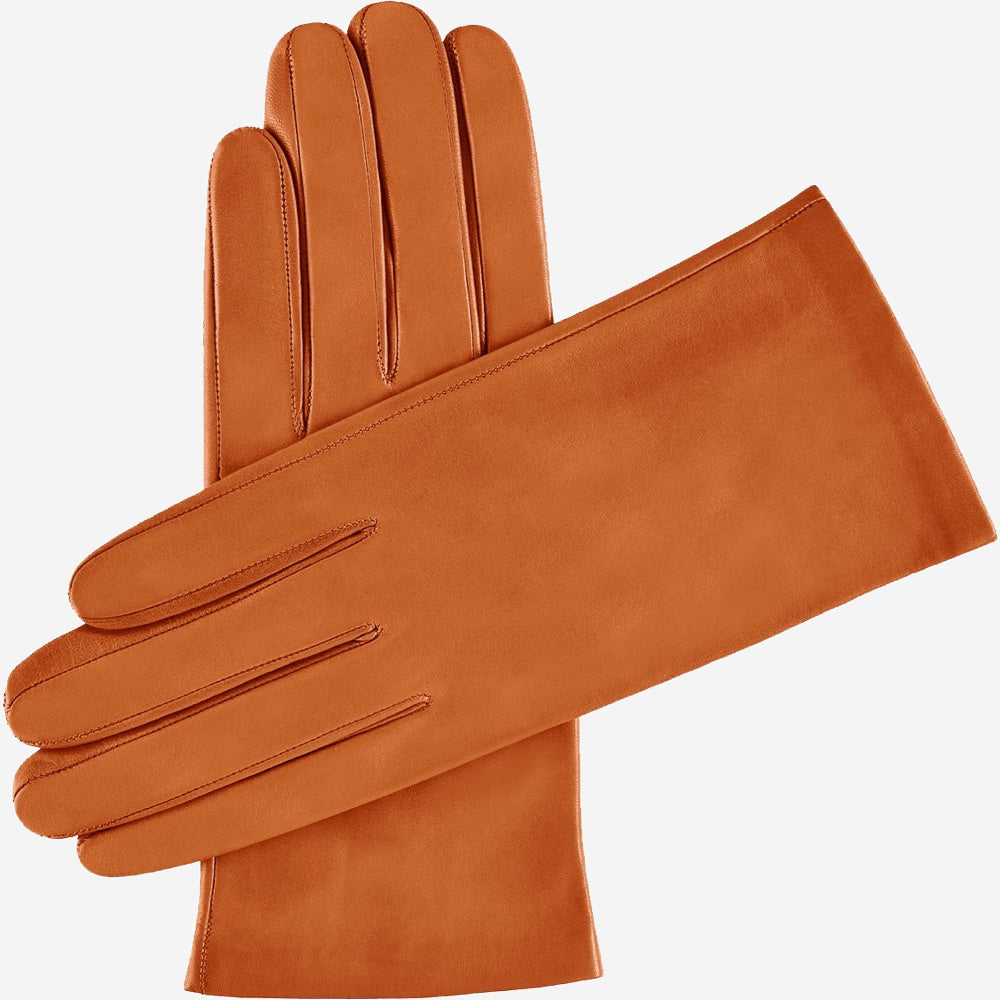 Sofia (cognac) - Italian lambskin leather gloves with silk lining — photo 2 of 10