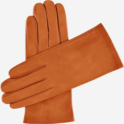 Sofia (cognac) - Italian lambskin leather gloves with silk lining — photo 2 of 10