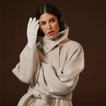 Sofia (white) - Italian lambskin leather gloves with silk lining — photo 8 of 10