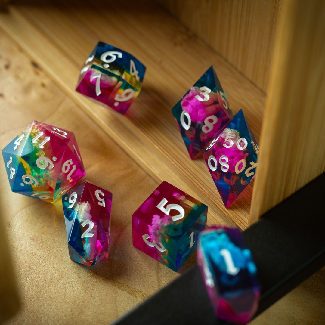 Juego de dados DND de resina Starlit Rift