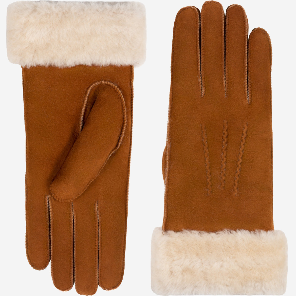 Sydney (camel) – Suede leather gloves with luxurious sheep fur lining — photo 1 of 10