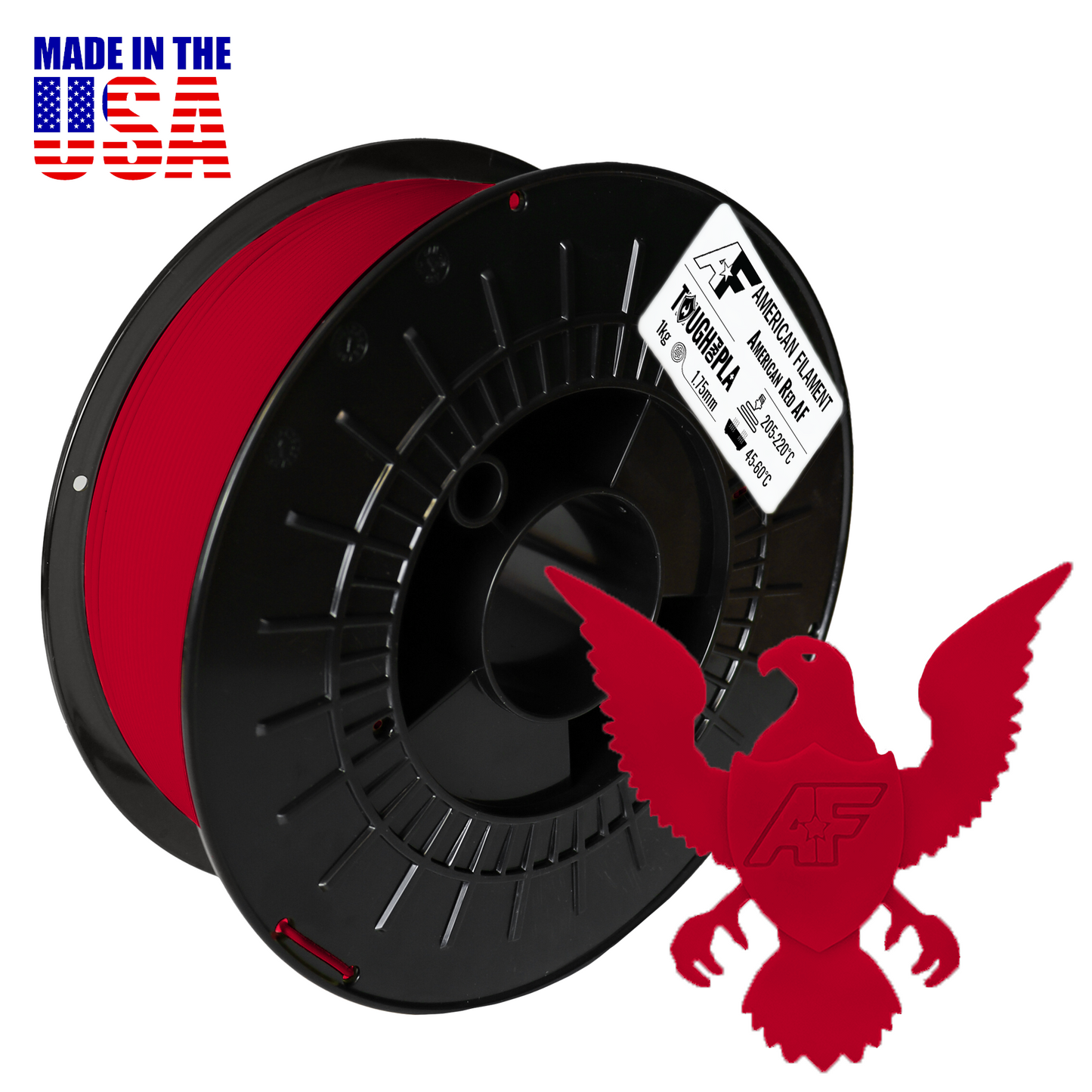 American Red AF 1,75 mm Tough Pro PLA+ Filament Hergestellt in den USA!