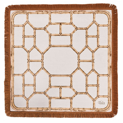 The Veranda Mahjong Mat - Bamboo Neutral with Fringe