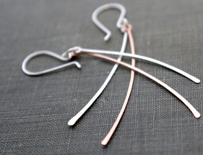 Mixed Metal Stick Earrings