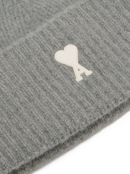 AMI PARIS Wool Beanie with Heart Motif