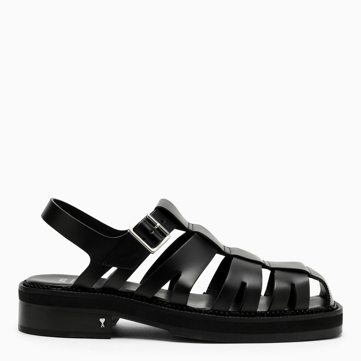 Ami Paris Black Fisherman Sandals In Leather