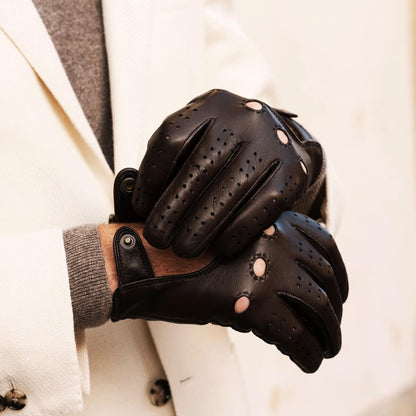 Umberto (brown) - Italian lambskin leather driving gloves & touchscreen feature — photo 6 of 10