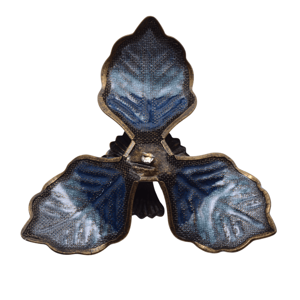 Vintage Blue Enamel Floral Brooch with Light Blue Rhinestones - 13x42mm Antique Glass Pin