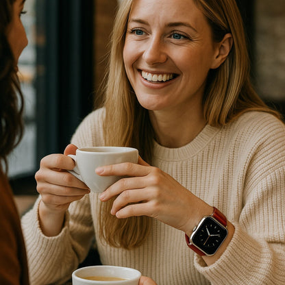 Classic Red Leather Apple Watch Band - Dallas