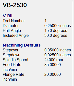 VB-2530 30deg V-Bit