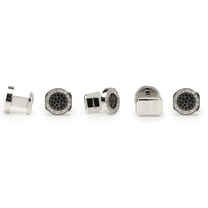 VDP White & Black Pave Crystals Stud Set