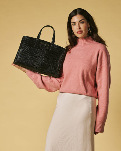 Valentina (black) - Italian calf leather women's handbag (with shoulder strap) — photo 5 of 9