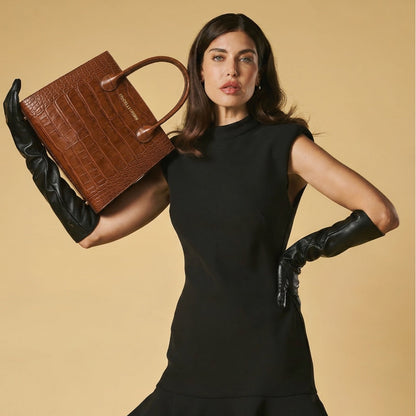 Valentina (cognac) - Italian calf leather women's handbag (with shoulder strap) — photo 6 of 9