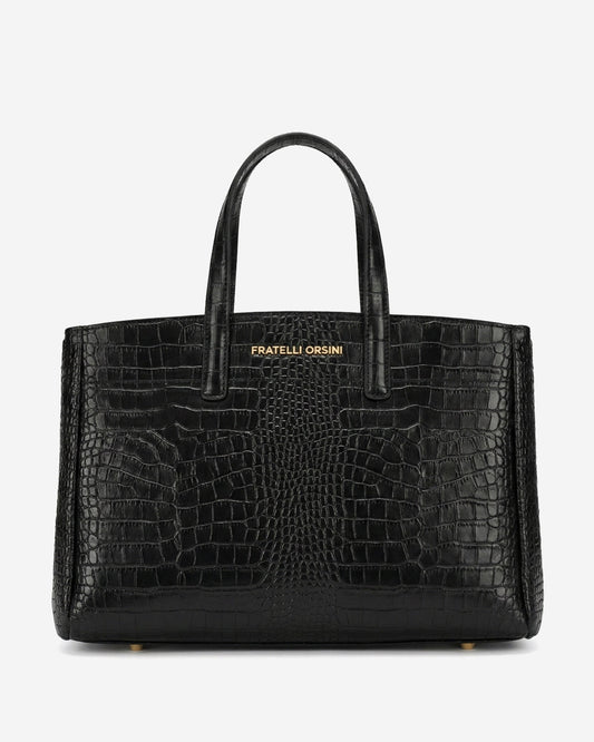 Valentina (black) - Italian calf leather women's handbag (with shoulder strap) — photo 1 of 9
