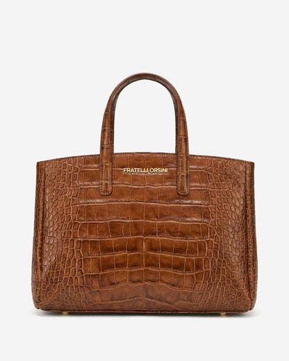 Valentina (cognac) - Italian calf leather women's handbag (with shoulder strap) — photo 1 of 9