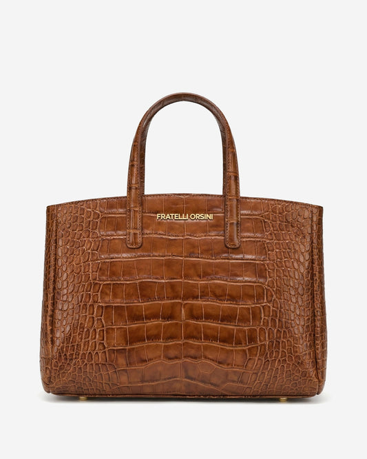 Valentina (cognac) - Italian calf leather women's handbag (with shoulder strap) — photo 1 of 9