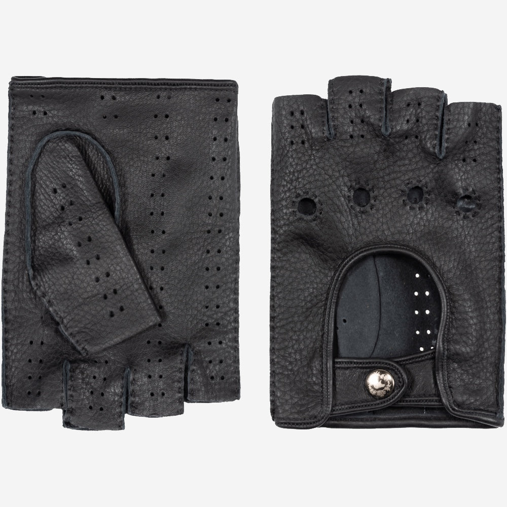 Vincenzo (black) - Fingerless Italian driving gloves made of American deerskin leather — photo 1 of 10
