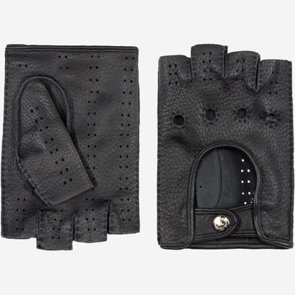 Vincenzo (black) - Fingerless Italian driving gloves made of American deerskin leather — photo 1 of 10
