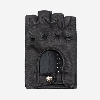 Vincenzo (black) - Fingerless Italian driving gloves made of American deerskin leather — photo 3 of 10