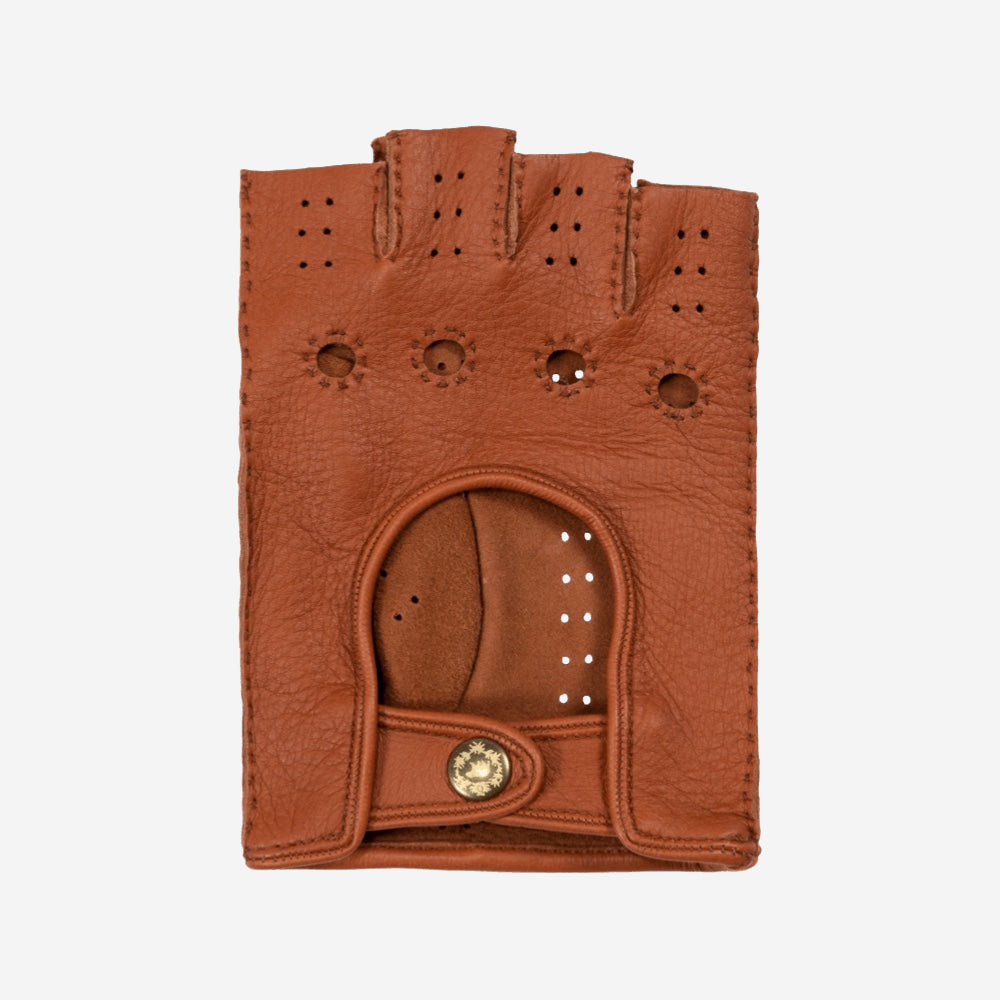 Vincenzo (brown) - Fingerless Italian driving gloves made of American deerskin leather — photo 3 of 10