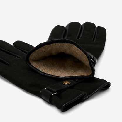 Violetta (black) - Italian tweed women's gloves with touchscreen capability and adjustable snap button — photo 4 of 10