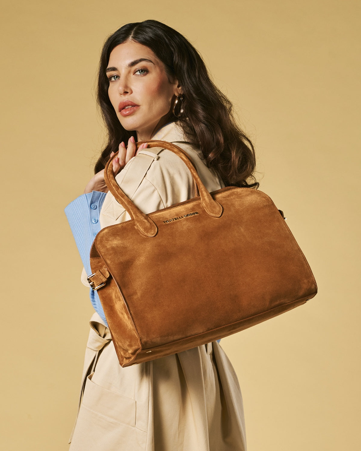 Viviana (cognac) - Italian suede leather women’s handbag — photo 1 of 8
