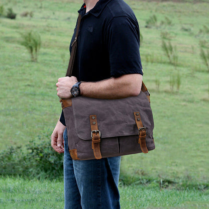 Waxed Canvas Crossbody Bag Canvas Messenger Bag Canvas Shoulder Bag Canvas Leather Satchel For Men