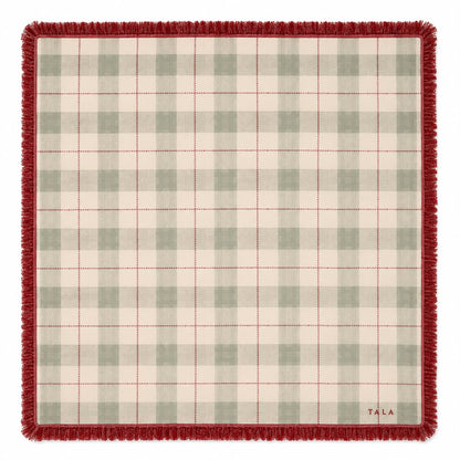 The Carlyle Mahjong Mat - Holiday Plaid with Red Fringe