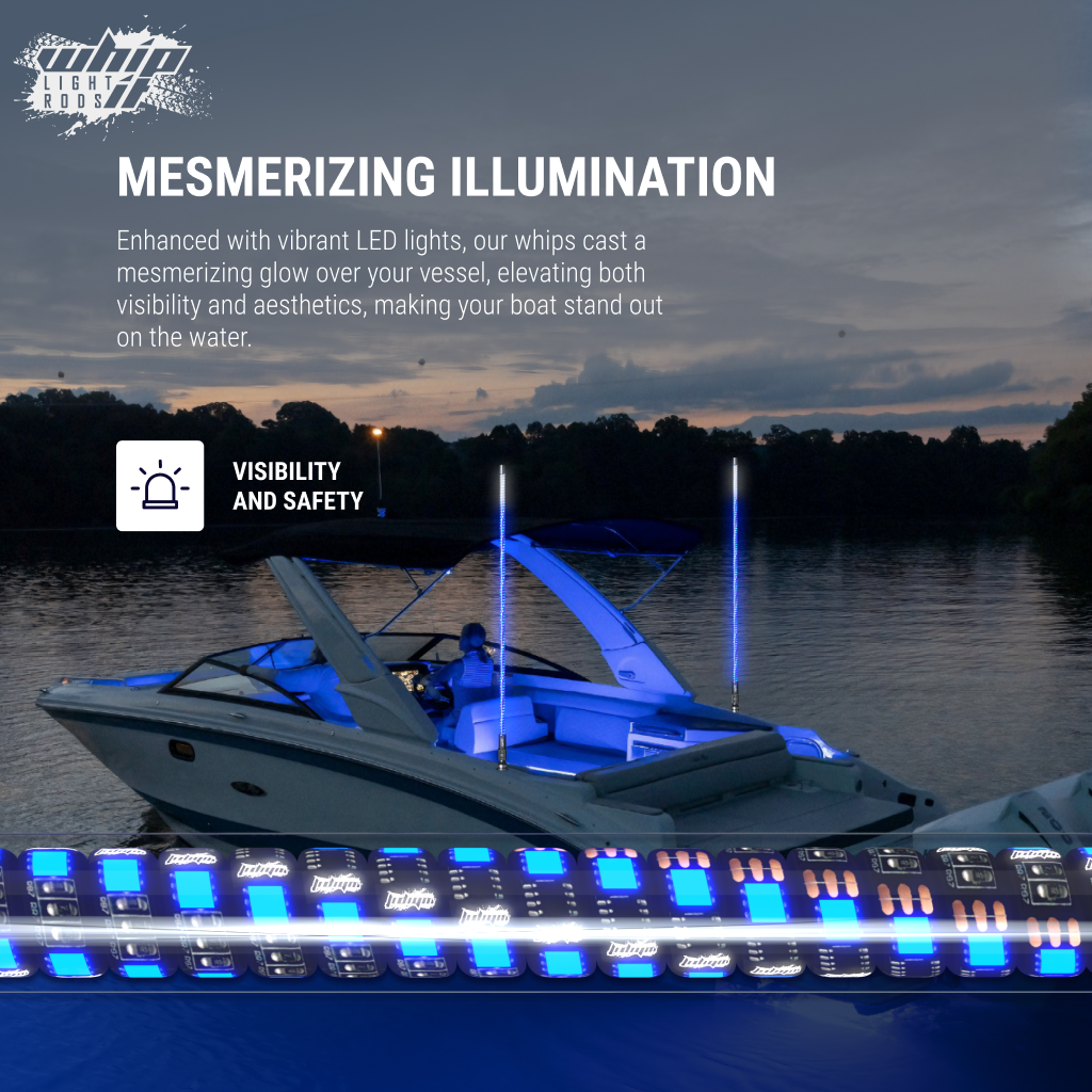 Marine Brilliance LED Whips – Premium LED Boat Whips for Ultimate Visibility on the Water