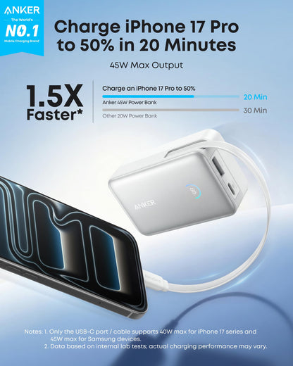 Anker Nano Power Bank (10K, 45W, Built-In Retractable USB-C Cable) — photo 10 of 10