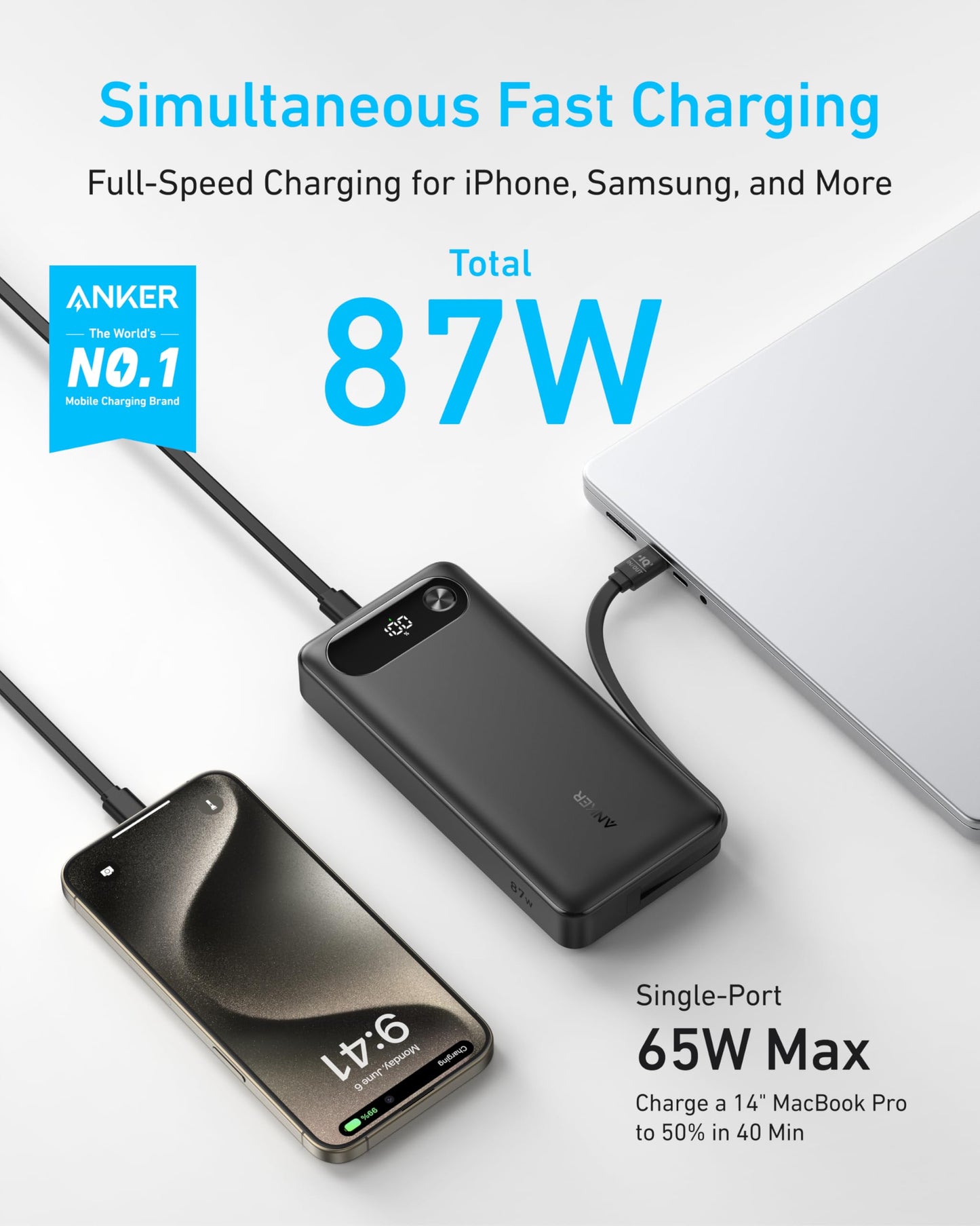 Anker Power Bank (20K, 87W, Built-In USB-C Cable) — photo 9 of 10