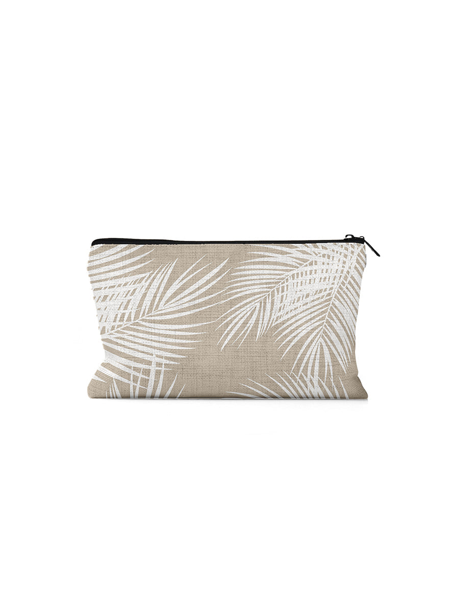 Tan and White Palm Pouch, College Student Gift,Mother's Day Gift, Christmas Gift