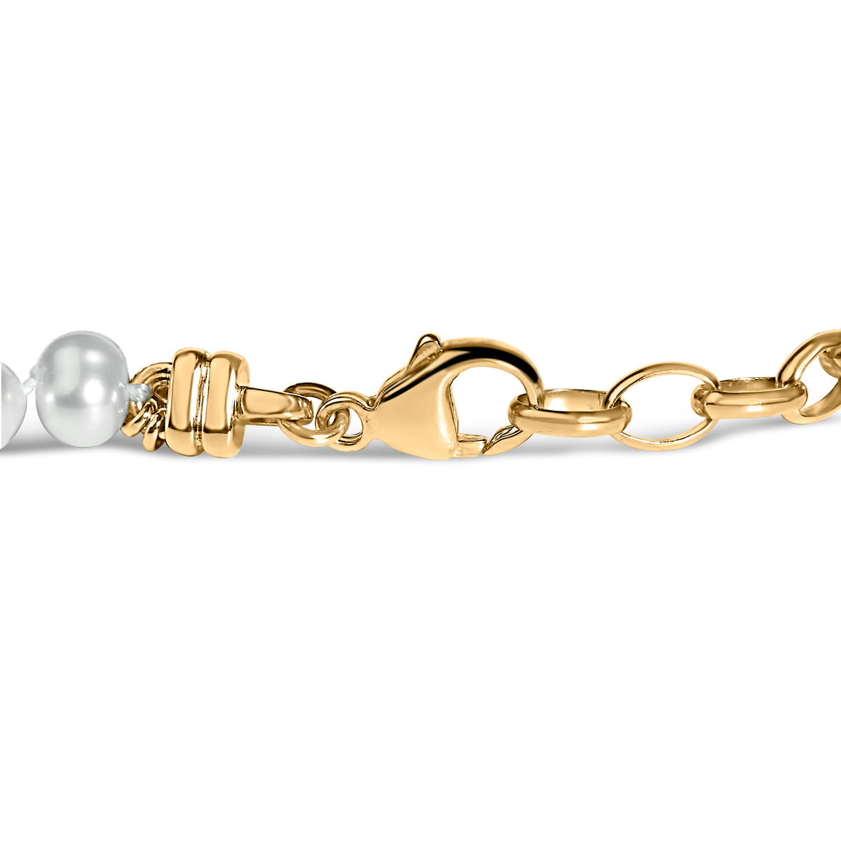 18K Yellow Gold Vermeil Cultured Pearl Station Link Bracelet