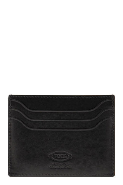 TOD'S Leather Card Holder with Timeless Logo - Mini Size