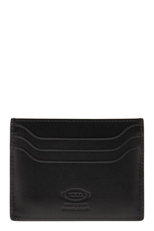 TOD'S Leather Card Holder with Timeless Logo - Mini Size