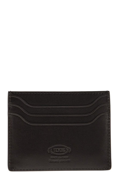 TOD'S Mini Leather Card Holder with Timeless Logo