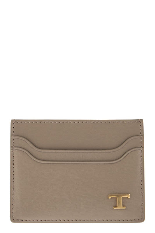 TOD'S Leather Card Holder Mini with Timeless Logo - W 10.5 x H 8 x D 0.5 CM