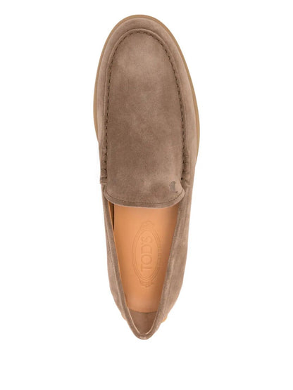 TOD'S Suede Loafers with Rubber Sole for Men