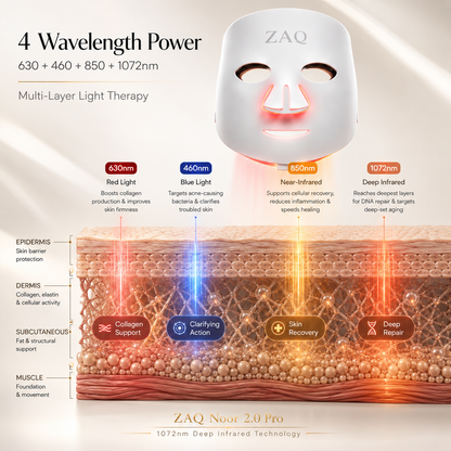 Noor 2.0 Pro Light Face Mask: 1072nm Deep Infrared, Red & Blue Light (2026)