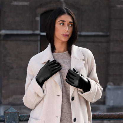 Zoey (black) – Sheepskin leather gloves with warm wool/cashmere lining & touchscreen function — photo 6 of 10